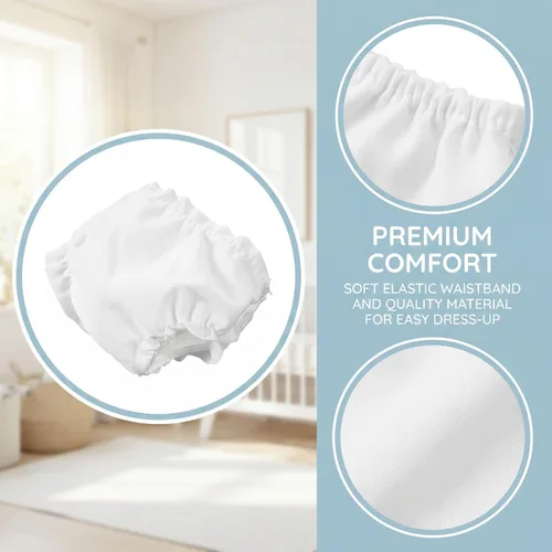 Vista 3 de 12 pañales para muñecas de bebé, ropa interior blanca para muñecas de 5 a 7 pulgadas, pañales reutilizables para muñecas recién nacidas, accesorios