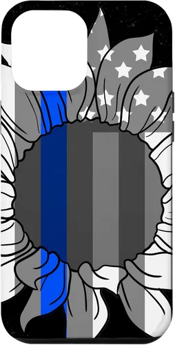 Vista 26 de Funda de regalo para iPhone 17 con diseño de bandera americana de girasoles y línea azul