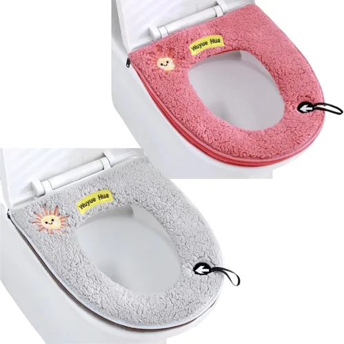 Vista 6 de 2 cojines universales impermeables para asiento de inodoro con lazo para colgar, suaves y cálidos, lavables