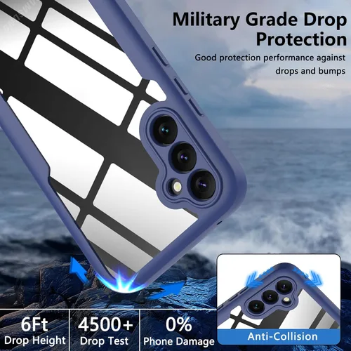 Vista 4 de OWKEY Funda para Samsung Galaxy A34 5G, 360° de cuerpo completo a prueba de golpes con protector de pantalla 9H integrado, funda resistente