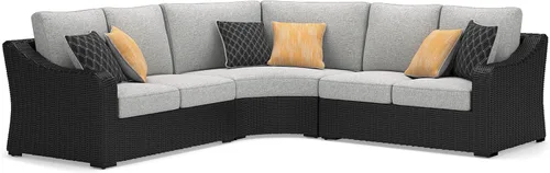 Vista 29 de Signature Design by Ashley Beachcroft - Sofá resistente a la intemperie con tela casual para interiores/exteriores con cojín y 2 cojines Negro