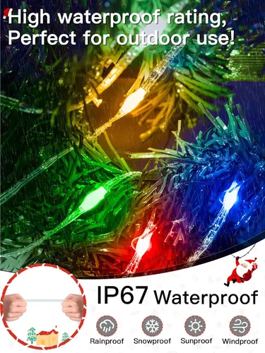 Vista 3 de Luces de Navidad para exteriores, 800 LED de 262 pies, luces de hadas multicolor IP67 impermeables, tira de luces enchufables con control remoto, 8