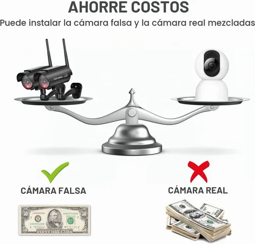 Vista 5 de BNT Cámara de seguridad falsa alimentada por energía solar, cámara de seguridad simulada con sistema de vigilancia simulada con sensor de luz