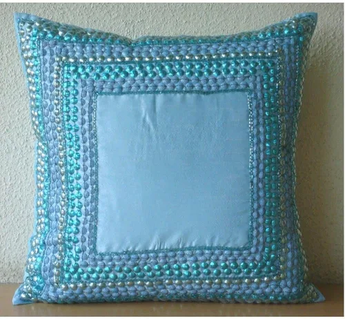 Vista 4 de The HomeCentric Funda de almohada con cremallera, funda de almohada azul aguamarina, funda de almohada moderna con bordes, fundas de almohada de 12