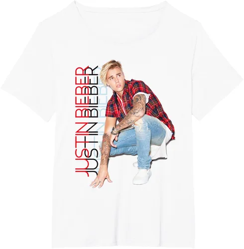Vista 6 de Justin Bieber Camiseta oficial de pie alto, Blanco