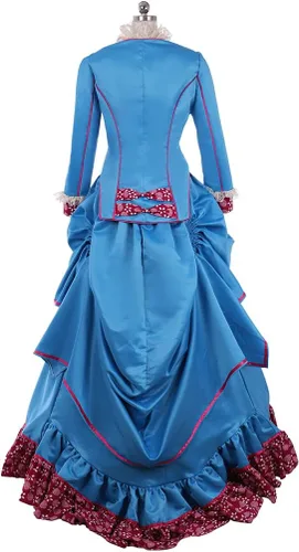 Vista 6 de Women's Gothic Victorian Bustle Gown Edwardian Dress Vintage Long Sleeve Historical Costume