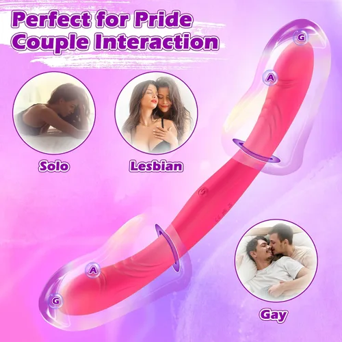 Vista 2 de Arnés de consolador sin tirantes, juguetes sexuales lesbianas, control remoto con aplicación de doble extremo, vibrador para hombres y mujeres