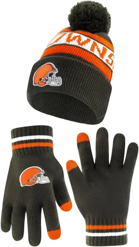 Vista 8 de Ultra Game Adults NFL Official Super Soft Winter Beanie Knit Hat With Warm Touch Screen Gloves