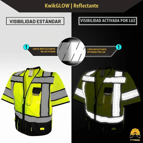 Vista 3 de KwikSafety - Chaleco de seguridad SHERIFF & SPECIALIST [Bolsillos de uso múltiple] Chaleco reflectante Clase 2 ANSI OSHA para hombres Negro (mangas)