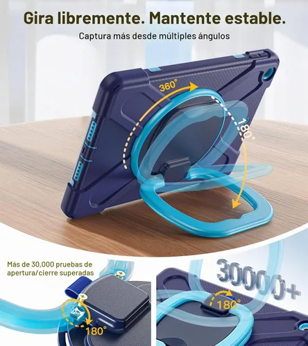 Vista 7 de BRAECN Funda para iPad de 9ª/8ª/7ª generación, resistente funda de silicona apta para niños con soporte plegable/asa para lápices, correa de hombro