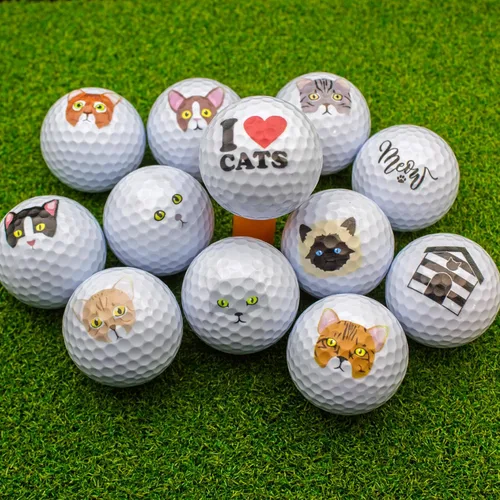 Vista 2 de GBM - Pelotas de golf para amantes de los gatos, diseño lindo para amantes de los gatos, golfistas, torneos, juego de liga y regalos únicos, 1 docena