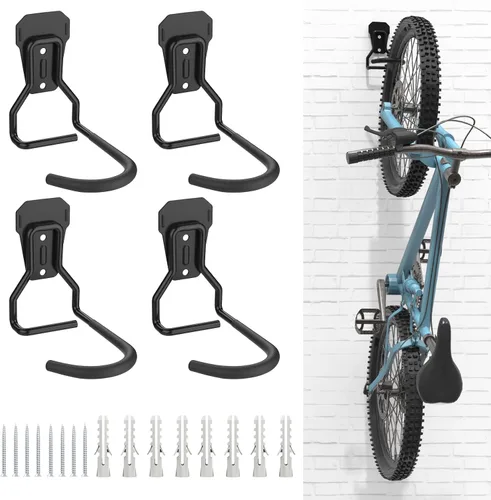 Vista 9 de Housolution Soporte de pared para bicicleta con gancho fijo, [paquete de 2] Estante de almacenamiento para bicicletas Soporte vertical para garaje