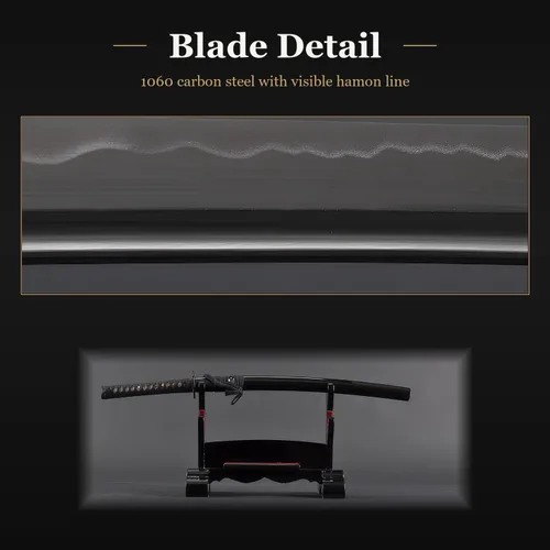 Vista 5 de Grúa de baile Wakizashi, espada de espiga completa forjada a mano de acero al carbono 1060 grúa bailarina de hierro tsuba 1060 wakizashi