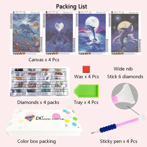 Vista 5 de Muzagroo Art Paquete de 4 Kits de Pinturas de Diamantes para Adultos Arte de Diamantes 5D DIY con Diamantes Redondos de Perforación Completa