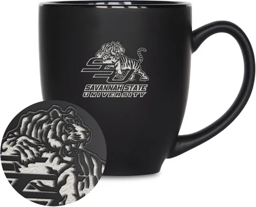 Vista 426 de Rico Industries - Taza de cerámica mate negra con grabado láser estándar de 15oz para NCAA (escuelas T & U) - Para bebidas calientes o frías