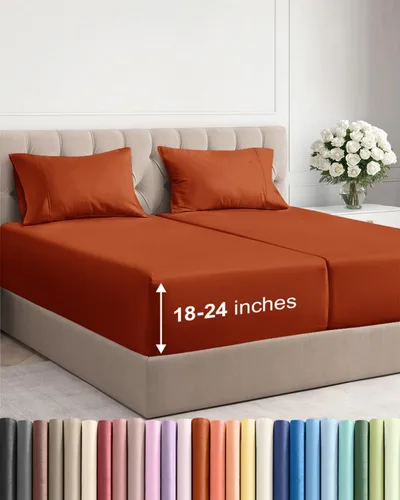 Vista 17 de Sábanas individuales de bolsillo extra profundo, sábanas transpirables y refrescantes de 3 piezas, juego de sábanas de lujo para hotel, suaves, sin