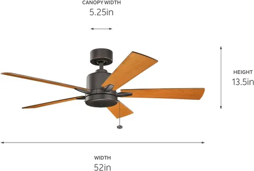 Vista 3 de KICHLER 330242OZ - Ventilador de techo con 5 aspas de nogal, Bronce/Oscuro