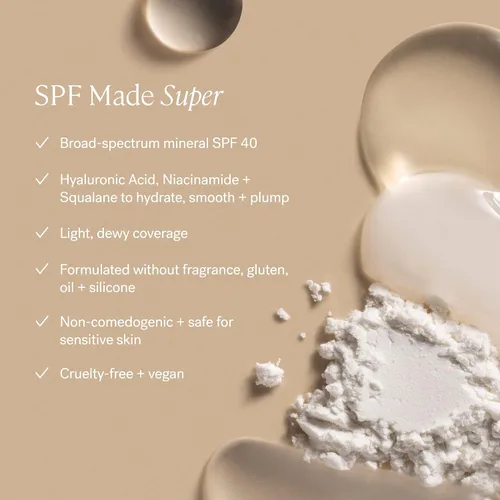Vista 3 de ILIA - Tinte de piel Super Serum SPF 40 Sin comedogénesis, vegano, ligero para ayudar contra la luz azul, + contaminación mientras hidrata, Balos