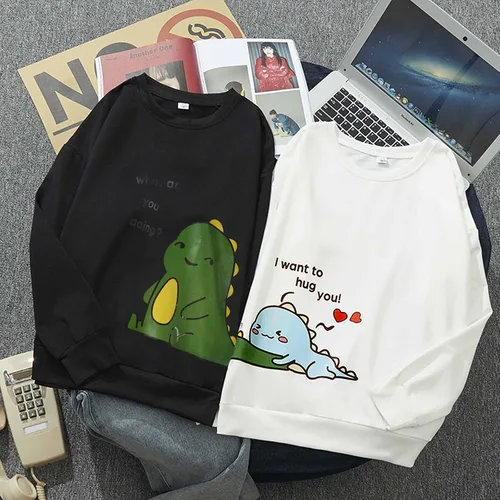 Vista 5 de Mensch Sudadera con capucha de dinosaurio para pareja, linda sudadera para el día de San Valentín, 1 pieza para él y ella