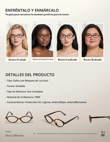 Vista 5 de TIJN Olisa Blue Light Blocking Glasses for Women Men,Retro Oval Frame Bluelight Eyeglasses for Gaming Computer Screen Use