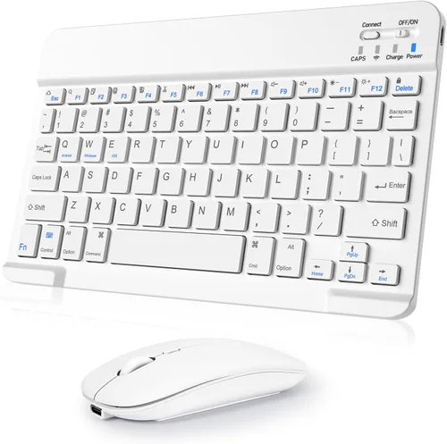 Vista 16 de Combo de teclado y mouse inalámbricos, teclado y mouse Bluetooth recargables con retroiluminación de 7 colores y receptor USB inalámbrico de 2.4