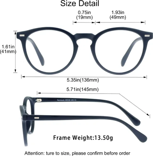 Vista 7 de YEIN - Lentes de lectura bifocales, lentes de sol grises fotocromáticos, para mujeres/hombres (azul marino, aumento de 0.00/+1.00)