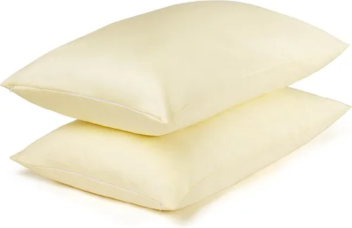 Vista 11 de Protectores/Fundas de Almohada de Algodón Tamaño Estándar con Cremallera Paquete de 2 Color Gris, Protectores de Almohada de Cama Refrescantes