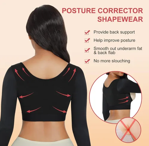 Vista 2 de FeelinGirl Arm Shaper for Women Post Surgery Arm Compression Sleeves Lipo Garment Posture Corrector Shapewear Tops