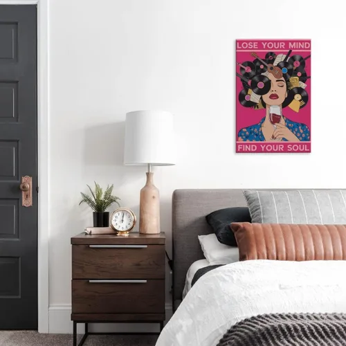 Vista 8 de Lienzo decorativo para pared con texto en inglés "Lose Your Mind Find Your Soul", arte de pared con citas inspiradoras para la salud mental, pintura
