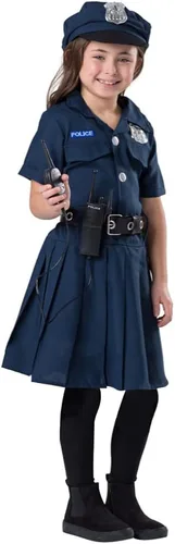 Vista 3 de Dress Up America Disfraz de oficial de policía para niña disfraz de policía de Halloween para niños conjunto de vestido gorra y cinturón