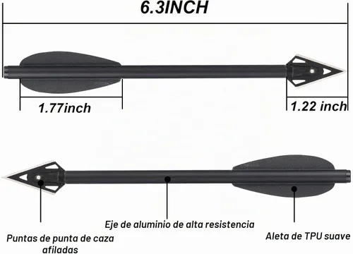 Vista 3 de Mini pernos de ballesta de aluminio, flechas de ballesta de 6.3 pulgadas, puntas afiladas de cabeza ancha, flechas de caza para 50-80 libras, mini