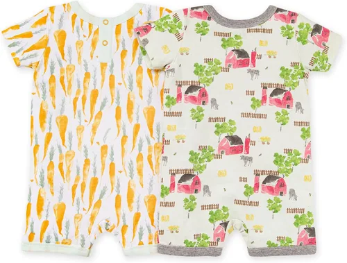 Vista 2 de Burts Bees Baby Mameluco de manga corta para bebés 100 algodón orgánico de una pieza