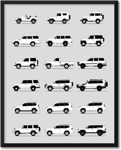 Vista 21 de Custom Car Posters Póster hecho a mano compatible con Toyota Tacoma Generations e impresión de Toyota Tacoma TRD Pro SR5 – Multi, impresión satinada