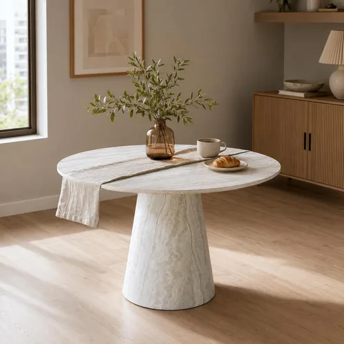 Vista 11 de Mesa de comedor negra, mesa de comedor redonda de 45 pulgadas para 4-6, mesa de comedor moderna con base estable, mesa de cocina negra que ahorra