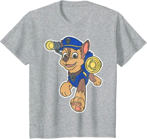 Vista 39 de Paw Patrol Chase Character Patch - Camiseta negra de manga corta con cuello redondo y ajuste clásico, talla S Negro