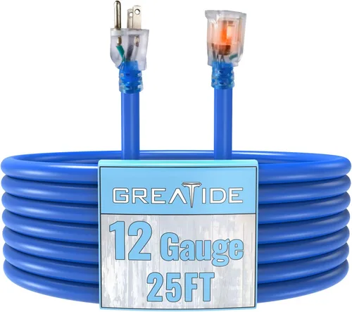 Vista 15 de Cable de extensión para interiores con extremo iluminado, cable de extensión resistente de calibre 12 de 3 pies, cable de extensión de 3 clavijas