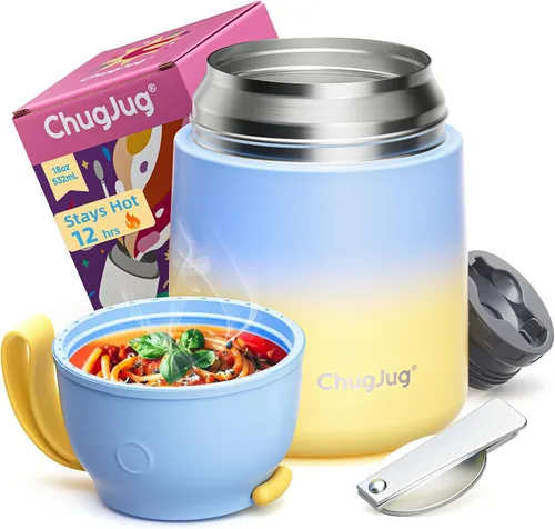 Vista 14 de Termo de sopa de 15 onzas para comida caliente para niños, tarro de comida aislado con cuchara, recipiente térmico para almuerzo, boca ancha vacío