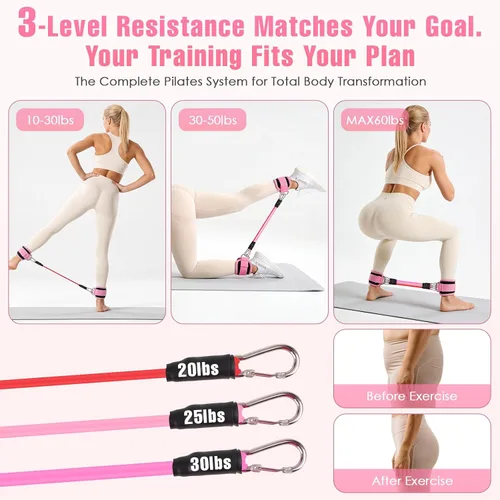 Vista 4 de Pilates Kit, Pilates Equipment for Home Workouts, Home Pilates Essentials Kit for Women with Pilates Ring and Ball Set, Socks, Ankle Resistance