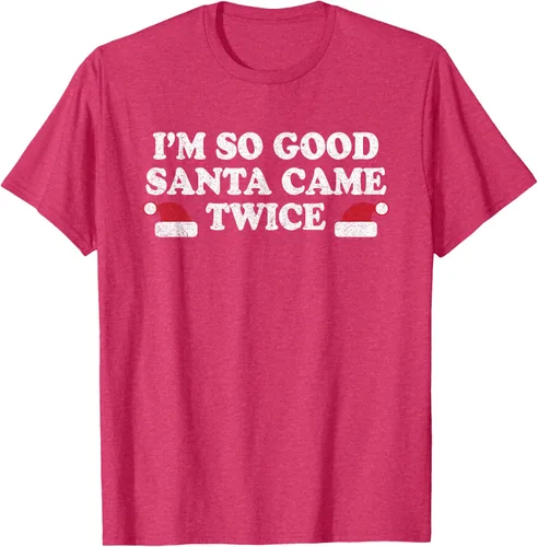 Vista 25 de Camiseta de Navidad con texto en inglés "I'm so good Santa came tware" Negro