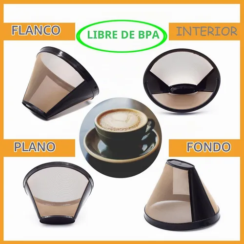 Vista 5 de Filtros de café reutilizables de cono #4 de cesta de repuesto para máquinas de café Cuisinart (2 filtros reutilizables)