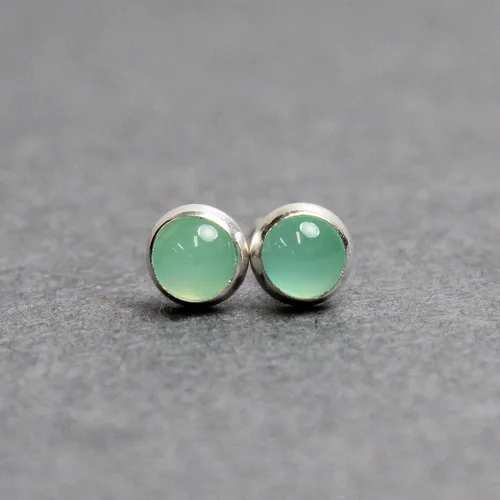 Vista 17 de Aretes de tuerca con piedras preciosas para mujeres y niñas, bisel redondo de 0.157 in de plata esterlina 925