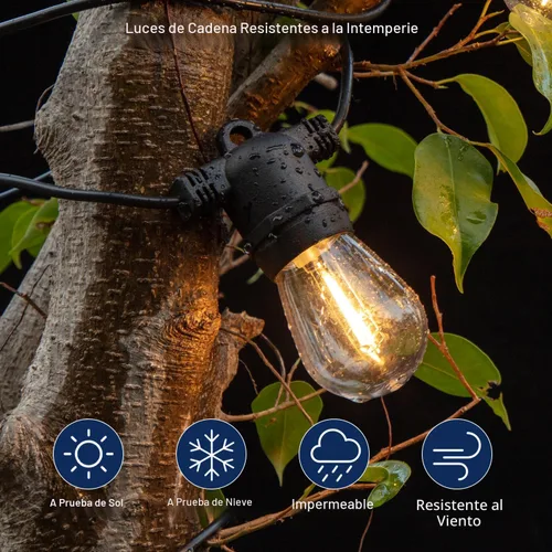 Vista 5 de Paquete de 15 bombillas LED de repuesto para exteriores FLSNT para luces de cadena, bombillas colgantes LED S14 para patio, jardín, base E26, 2200 K