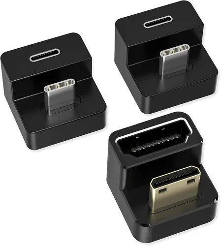 Vista 8 de AGVEE Adaptador Angular de 180 Grados USB-C a USB-C y Convertidor Mini HDMI a HDMI en Forma de U con Lado Largo Hacia Adentro, HDMI 2.0 4k@60HZ