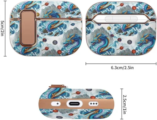Vista 2 de Funda protectora de plástico suave compatible con Airpods Pro 2, funda de carga inalámbrica Dragon, accesorios para mujer