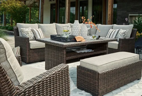 Vista 17 de Signature Design by Ashley Brook Ranch - Mesa de comedor para exteriores