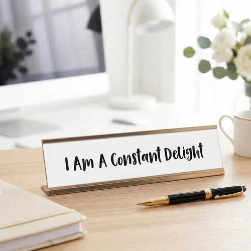 Vista 4 de Letrero de escritorio con texto en inglés "I am A Constant Delight", placa de identificación novedosa (2 x 8 pulgadas)