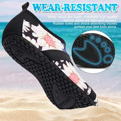Vista 5 de VIFUUR Zapatos de agua para hombre y mujer, calcetines acuáticos de secado rápido para playa, natación, yoga, deportes al aire libre