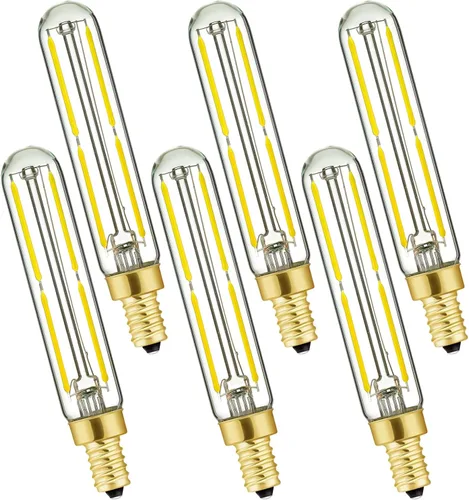 Vista 10 de Leools Bombilla LED regulable de 4 W, igual a 2500 K, ámbar blanco cálido T6 E12, bombilla de 40 vatios para candelabros, ventilador de techo