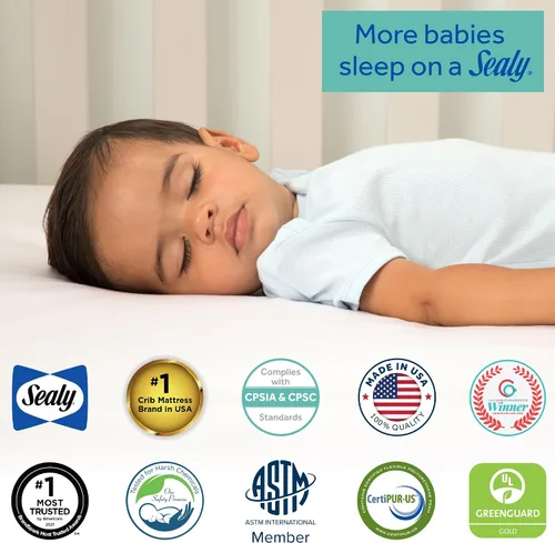 Vista 6 de Sealy OptiCool - Colchón prémium para cuna de bebé y cama infantil, colchón hipoalergénico y transpirable, colchón de espuma viscoelástica