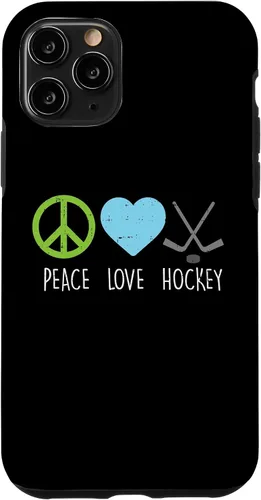 Vista 10 de Funda para iPhone 14 Peace Love Ice Hockey Cool Player Goalie Hippie Hombres Mujeres